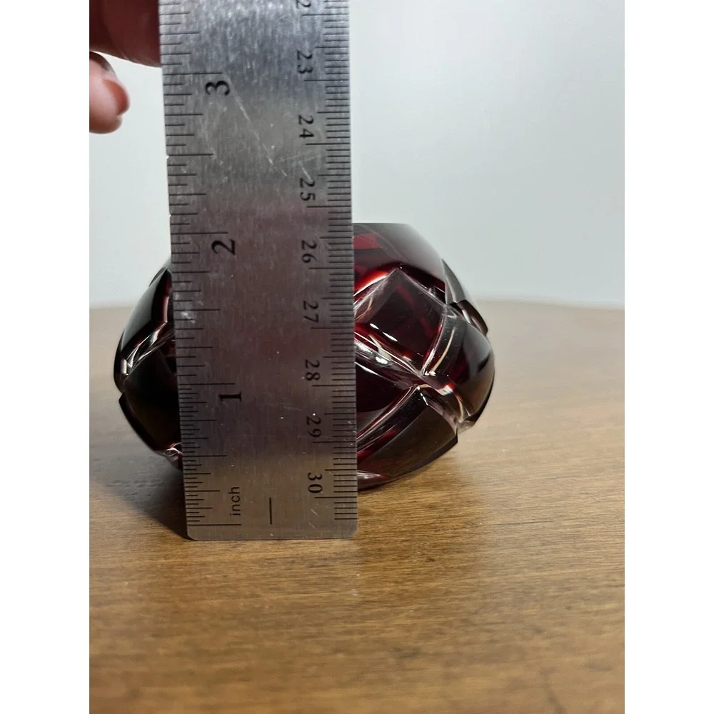 AJKA RUBY RED/ BURGANDY CASED LEAD CRYSTAL VOTIVE‎ / CANDLE HOLDER / CAVIAR BOWL